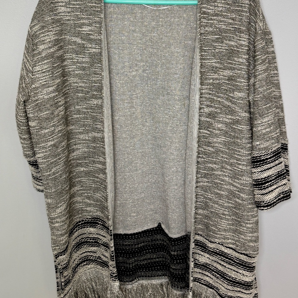 Ariat Gray and Black Cardigan Sweater with Fringe